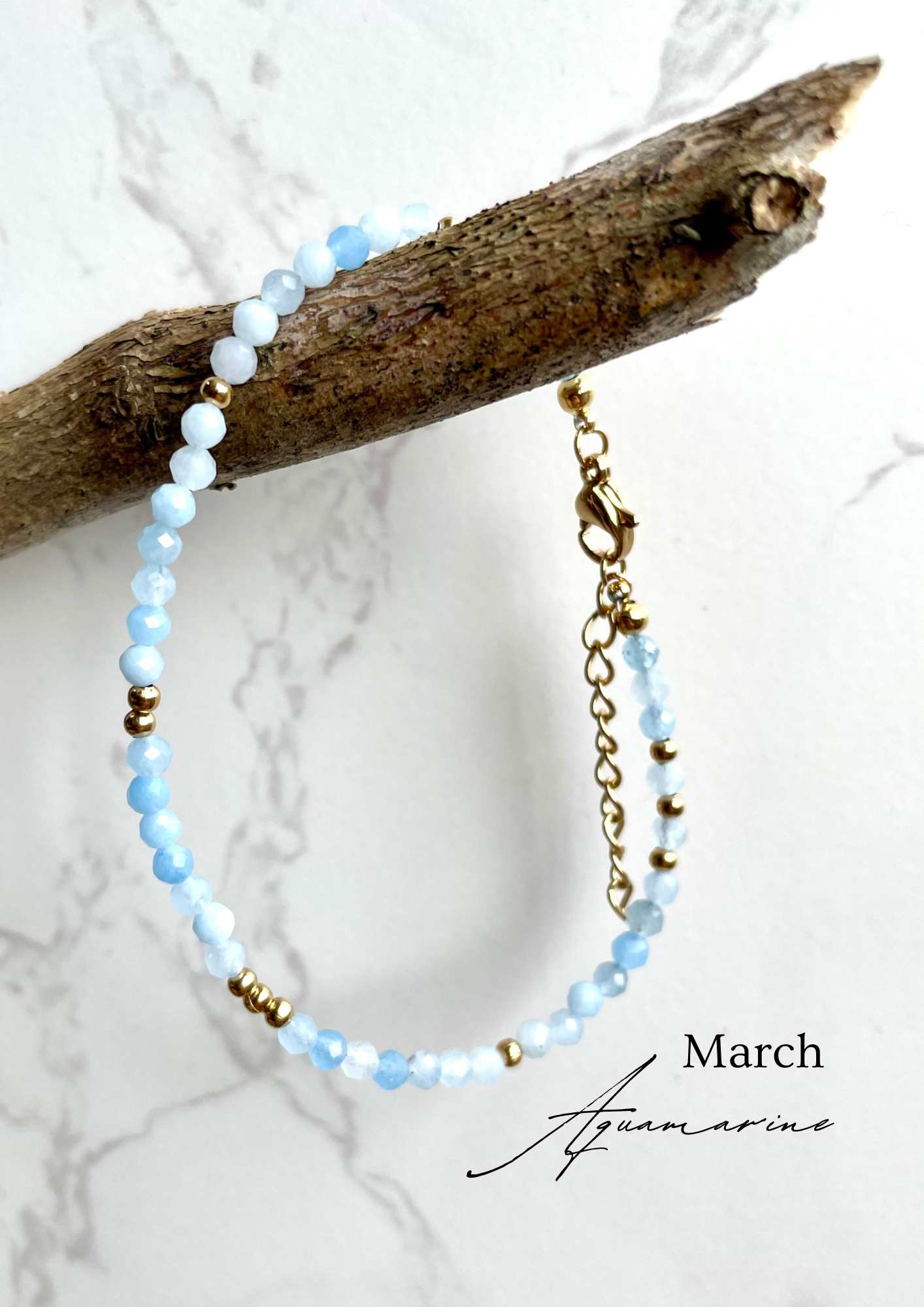 March Birthstone - Aquamarine Bracelet for Courage and Strength